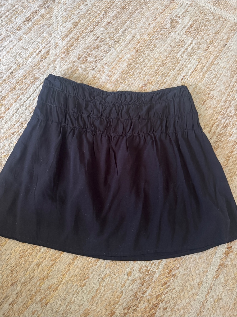 Black Smocked Mini Skirt with Stretch Waistband - Picture 5 of 5